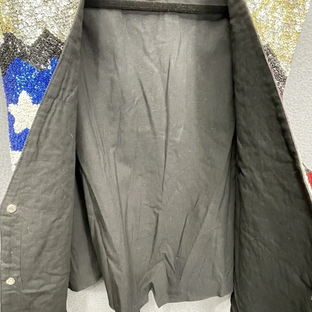 Vtg 4XL JC‎ UNISEX American Flag Eagle Fully Sequined Vest Patriotic Glam Rodeo